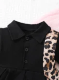 0-3 Year Old Newborn Baby Girls Summer Short Sleeved Lapel Black Leopard Print Cute Fashion Pleated Dress - - Image 4