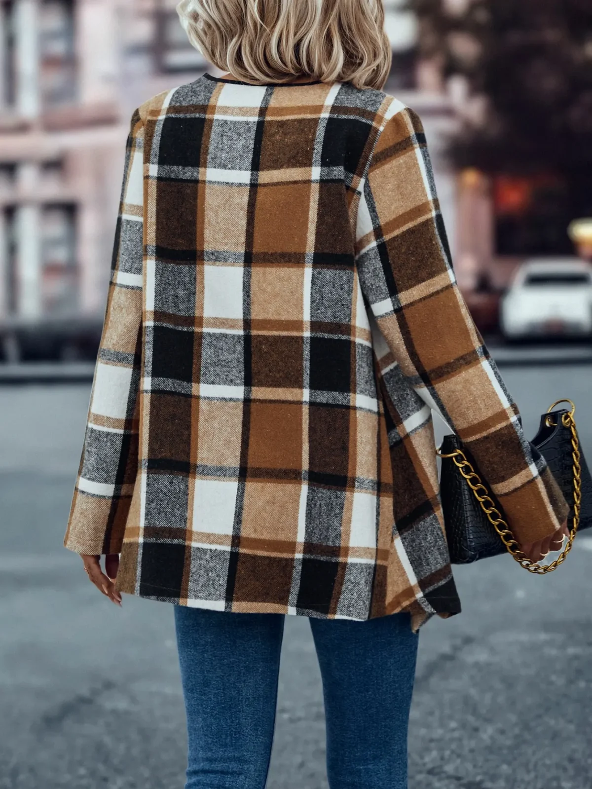 European and American cross-border women's fashionable and elegant plaid printed slim fit jacket - AliExpress 200000345 - Image 2