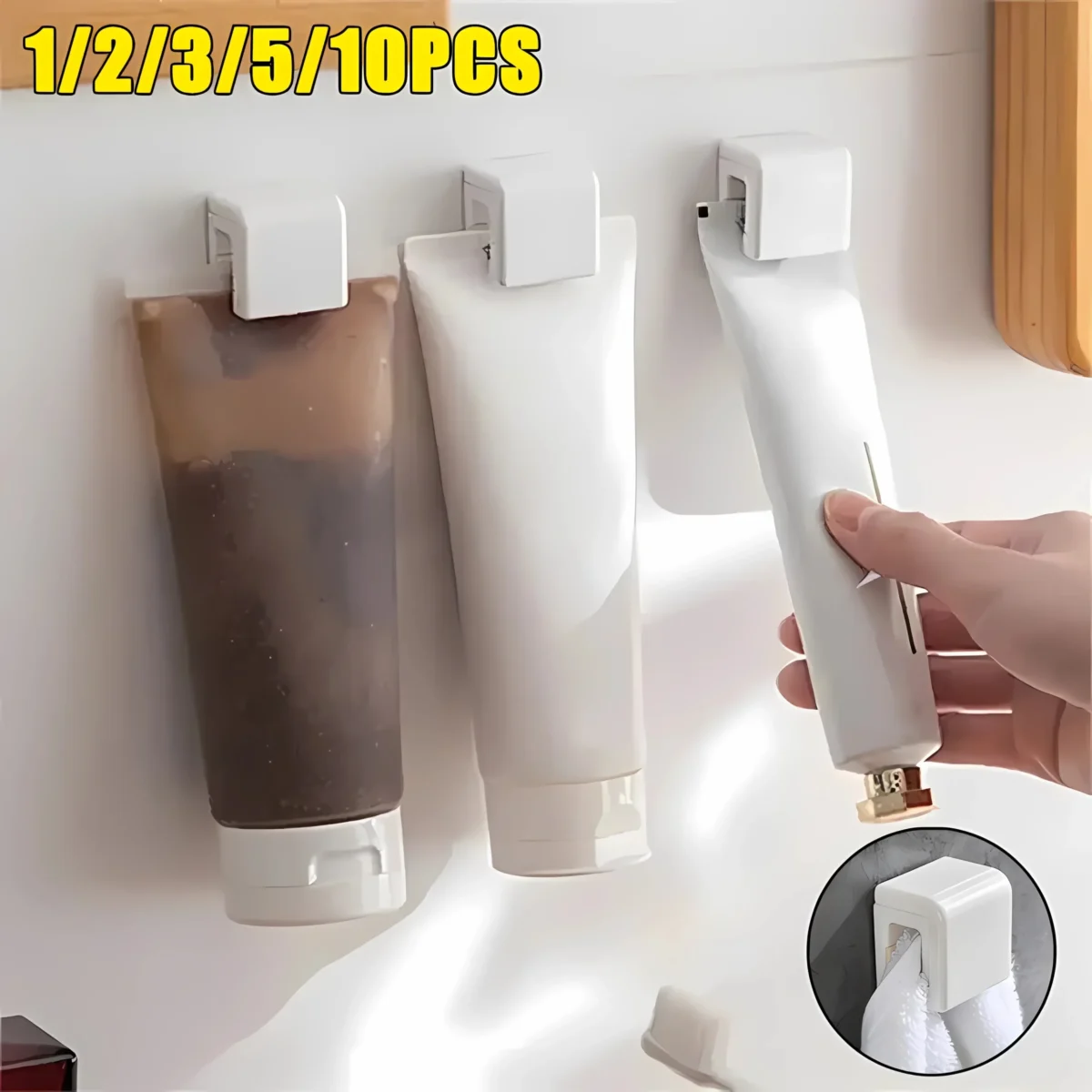 1-100pcs Punch-free Toothbrush Holder Wall-mounted Toothpaste Holder Storage Rack Holders Organizer Bathroom Accessories - Image 1