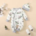 Winter Newborn Infant Baby Boys Romper Bear Print Long Sleeve Button Up Front Rompers Kids Onepiece Soft Fashion Baby Clothing - Image 2