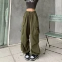 Women Casual Joggers Tech Pants Solid Low Waist Pants Drawstring Wide Leg Baggy Trousers Y2k Streetwear Oversize Sweatpants - Image 4