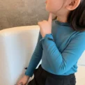 Spring And Autumn Fashion Girls Clothing Solid Color Children'S Top Long Sleeve Base Shirt Children Baby Soft Girl Inside Match - Image 2