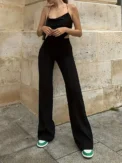 Women's Slim Bell-Bottoms Trousers Trendy Spring Autumn Pants Office Lady Solid Color Flared Trousers - Image 3