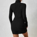 New Solid Dress Women Elegant Party Autumn Winter Turtleneck Long Sleeves Sexy Sheath Mini Dresses Bodycon Club Knitted Dress - Image 5