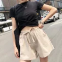 Solid Casual Linen Shorts Summer High Waist Women Workout Shorts Fashion Gym Sports Shorts Ladies Shorts Sport Basic Pants Femme - Image 3