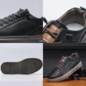 Men's Leather Shoes Casual Comfort Cricket Shoes Fashion Sneakers For Men Lightweight Driving Shoes - Image 3