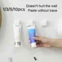 1-100pcs Punch-free Toothbrush Holder Wall-mounted Toothpaste Holder Storage Rack Holders Organizer Bathroom Accessories - Image 2