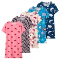 Summer Children's Sweet And Lovely Princess Wind Dress Fun Printed Round Neck And Knee Skirt Girl Home Skirt Joker Student Skirt