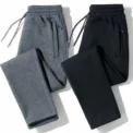 New Hot Sale Of The Season Men's Casual Loose Straight Leg Pants Thickened Zipper Pocketed Elastic Waist Sweatpants Comfortable