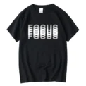 Summer Men's 100% Cotton High Quality Casual Sports Loose Oversized Funny Focus Print Round Neck Short Sleeved T-shirt Tops