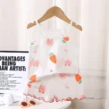 New Kids Tops+shorts Set Summer Thin Baby Cotton Vest Sleeveless Loungewear Set for Girls Suit - Image 4