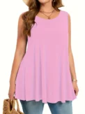 Plus Size Simple Solid Tank Top Casual Crew Neck Sleeveless Tank Top For Summer Women's Plus Size Clothing - Image 4