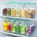 60/10PCS Reusable Zipper Bag Stand Up Zip Freezer Bags Refrigerator Vegetable Fruit Sealing Containers Leakproof Storage Pouch - Image 4