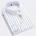M-5XL Autumn New Men's Striped Shirt Solid Casual Long Sleeve Slim Fit Korean Edition Business Formal Laydown Shirt - Image 3