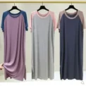 Summer New Women's Dress V-Neck Loose-Fit Plus Size Half Sleeve Sleep Dress Thin Skirt Short Sleeves Side Slit Long Dress - Image 3