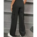 Loose Casual Pants for Women with Flip Cover Pockets Workwear Long Trousers Cross-Border Fashion 2024 Popular Style - - Image 3