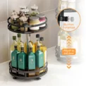 360°Rotation Spice Rack Organizer Jar Non-Skid Carbon Steel Storage Tray For Seasonings And Spices Cans For Kitchen Accessories - Image 3