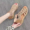 Soft Leather Roman Sandals Women  Summer New Soft Sole Outwear Women's Wedge Shoes Fashion Casual Designer Shoe Ladies - Image 3