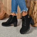 Spring Winter Women Pumps Boots High Quality Lace-up European Ladies Shoes PU High Heels Boots Fast Delivery - Image 3