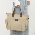 Urban Minimalist Female Student Large Capacity Commuting Horizontal Canvas Single Shoulder Diagonal Cross Portable Eco Bag - Image 3