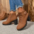 Spring Winter Women Pumps Boots High Quality Lace-up European Ladies Shoes PU High Heels Boots Fast Delivery - Image 4