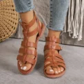 Fashion Woman Hollow Out Gladiator Sandals Ladies Flats Shoes Female Thick Bottom Brown Sandal White Shoes Sandalias De Mujer - Image 3