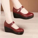 New Round toe Women's Shoes Casual Thick soled Comfort Shoes Versatile fashion high heels Slope heel ladies pumps Mujer Zapatos - Image 4