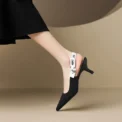 High Heels Women Sexy Sandals Mid Heels Slingback Summer Slippers 2025 Fashion Luxury Pumps New Flip Flops Shallow Mujer Slides - Image 2
