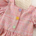 (0-3 Years Old) Summer Baby Girl Cotton Color Plaid Bubble Sleeve Top And Shorts Set Cute Princess Style Two-Piece Set For Girls - Image 5