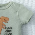 3PCS Summer Baby Bodysuit Three piece Set with Cartoon Dinosaur Pattern and Stripe Pattern Button Design for 0-9 Months Old Boys - Image 3