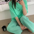 Women's 2-Piece Pajamas Homewear Spring And Autumn Pajamas Summer Pajamas Women's Short-Sleeved Trousers Casual Homewear Sets - Image 3