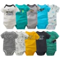 3Pcs/Lot Baby Summer Bodysuits Clothes Fashion Cotton Short Sleeves Newborn Baby Girl Boy Clothing Cute Jumpsuit Infant Outfits
