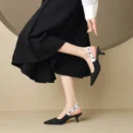 High Heels Women Sexy Sandals Mid Heels Slingback Summer Slippers 2025 Fashion Luxury Pumps New Flip Flops Shallow Mujer Slides - Image 5