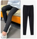 Girls four seasons thin fashion solid color leggings comfortable slim cute female students go out pants elastic waist pants - Image 2