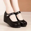 New Round toe Women's Shoes Casual Thick soled Comfort Shoes Versatile fashion high heels Slope heel ladies pumps Mujer Zapatos - Image 5