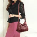 Fashion Soft Leather Crossbody Bags for Women Casual Female Multi Pocket Messenger Bags Retro Handbags Ladies Shoulder Bags - Image 4