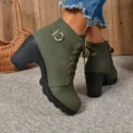Women Shoes Women Fashion High Heel Lace Up Ankle Boots Ladies Buckle Platform Artificial Leather Shoes Bota Feminina - Image 2