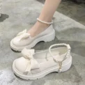 Women Thick Platform Mary Janes Pumps Summer  New Sandals Bow Chain Mujer Shoes Fashion Oxford Lolita Shoes