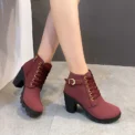 Women 2025 fashion new spring and winter women's boots high quality lace-up European ladies shoes high heel boots plus size - Image 6