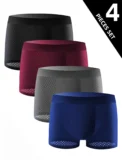 4 PCS men's underwear boxer briefs, breathable, comfortable and cool mesh boxer bri