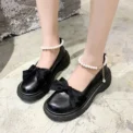 Women Thick Platform Mary Janes Pumps Summer  New Sandals Bow Chain Mujer Shoes Fashion Oxford Lolita Shoes - Image 3