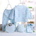 5pcs/set Newborn Baby Suit Set Top 2 Pants Hat Bibs 0-3 M Clothing Set Boy Girl Clothes Pure Cotton Breathable Cartoon Underwear - Image 2