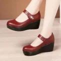 New Round toe Women's Shoes Casual Thick soled Comfort Shoes Versatile fashion high heels Slope heel ladies pumps Mujer Zapatos - Image 2