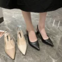 Summer Fashion New Pointed Toe Stiletto Heel Shallow Mouth Breathable PU Comfortable and Elegant Women's Shoes Sexy Sandals - Image 3