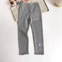 Children's Solid Color Cute Print Girl Silk Leggings Female Students Slim High Elastic Elastic Waist Pants.summer Spring Autumn - Image 5