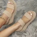 1pair Women's Minimalist Wedge Sandals Open Toe Thick Soled Platform Casual Sandals Ankle Strap Slingback Sandals Solid Color - Image 6