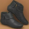 Women's Marton Boots  Spring Autumn PU Leather Ankle Boots Casual Zipper Comfort Soft Wear-Resistant Walking Footwear Mujer - Image 2