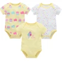 3 Pcs/set Baby Girls Rompers Unicorn Cute Print Girls Bodysuit Pink Summer Short Sleeve Jumpsuit 100% Cotton Soft Baby Clothes - Image 6