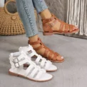Fashion Woman Hollow Out Gladiator Sandals Ladies Flats Shoes Female Thick Bottom Brown Sandal White Shoes Sandalias De Mujer - Image 2