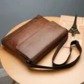 Briefcase For Men  Leather Tote Boston Commuting Laptop Shoulder Executive Business Work Messenger Crossbody Side Designer Bag - Image 3